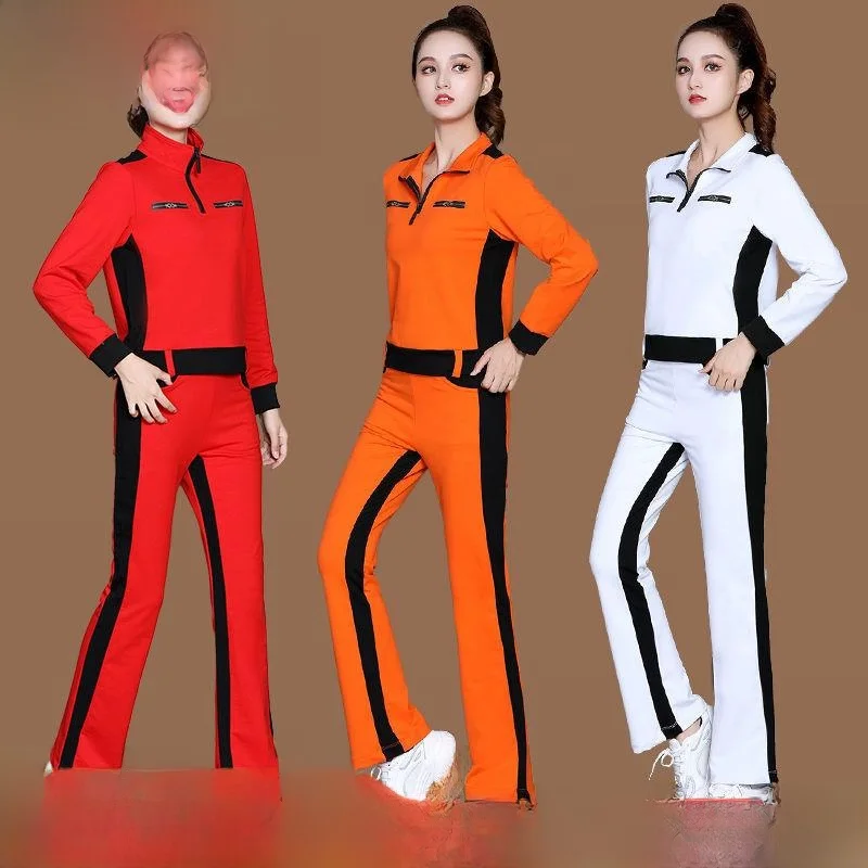 Traje de Baile Fitn Square, Ropa Deportiva Informal, Traje de Gimnasia Ghost Step, Mezcla de Algodón, Estilo Étnico Tradicional