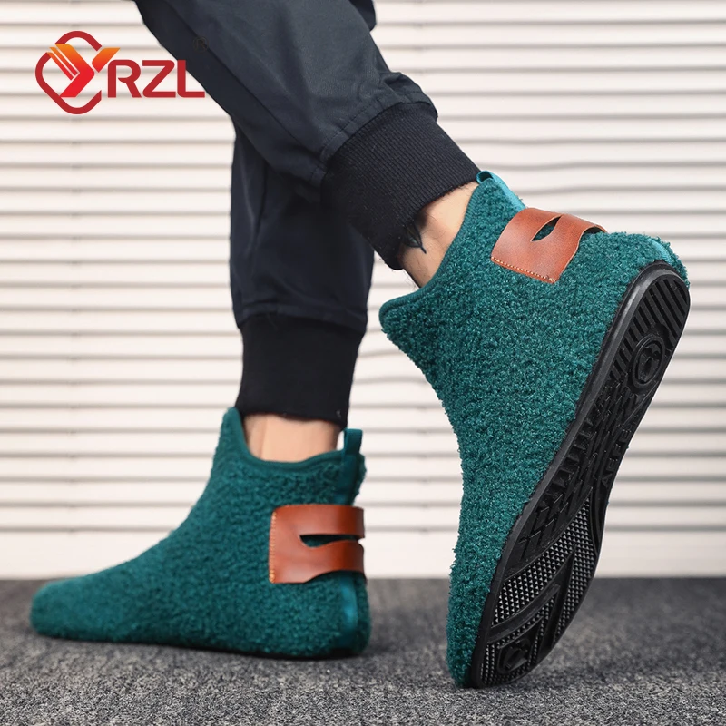 YRZL-zapatos de algodón de alta calidad para hombre, zapatillas ligeras sin cordones, mocasines de felpa para interiores, zapatos cálidos de invierno