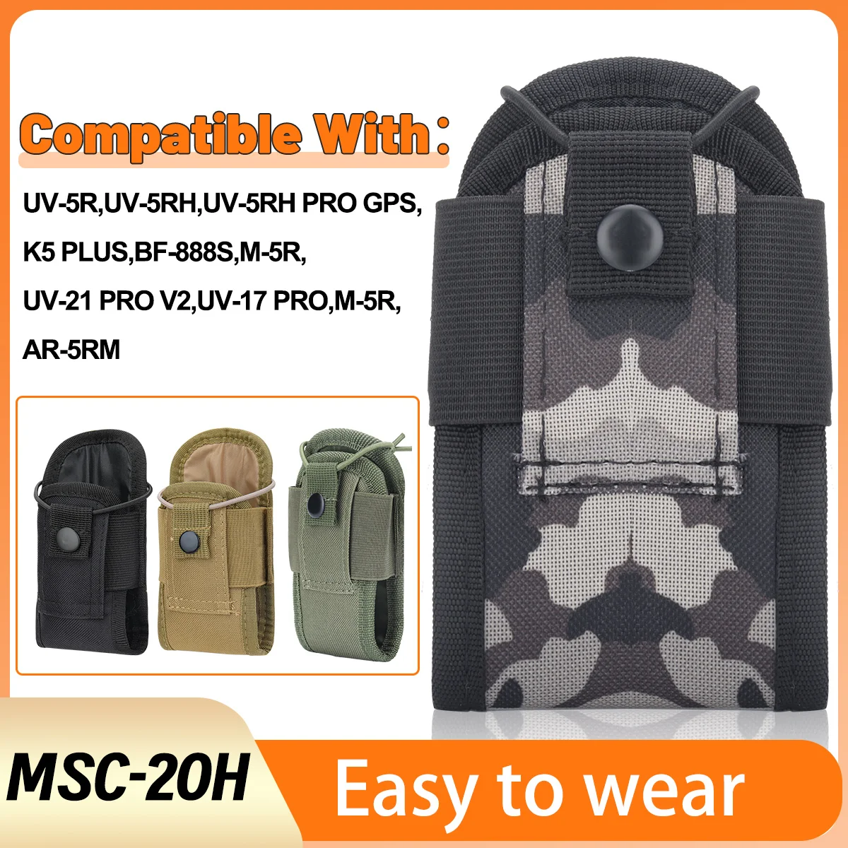 

Tactical Molle Radio Walkie Talkie MSC-20H Pouch Outdoor Portable Carry Bag For UV-5R UV-21 PRO UV-5RH Walkie Talkie Accessories
