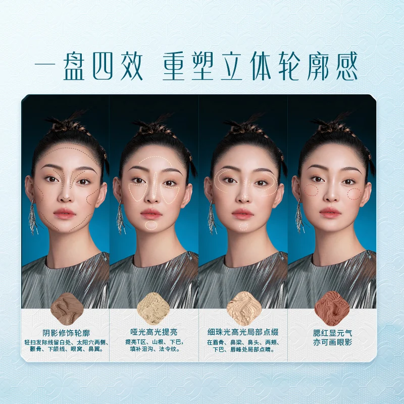 FLORASIS Gezichtspalet Neusschaduw Verfijnt Gezicht Bronzers Verheldert Poeder Blusher Hoogtepunten Oogschaduw Concealer Make-up Contour