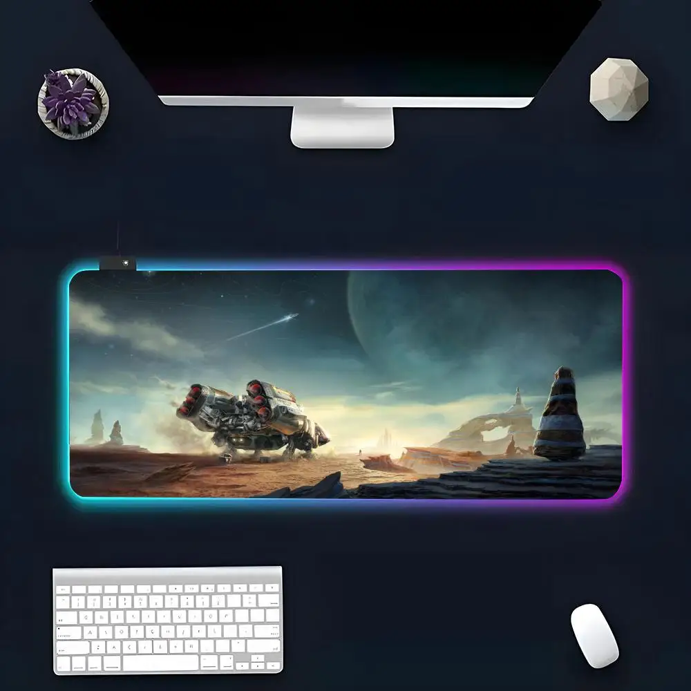 S-Starfieldes Games Mouse Pad RGB Glow Personality Picture Custom PC Table Mat Carpet Mat Game Player Dedicated LED image 3