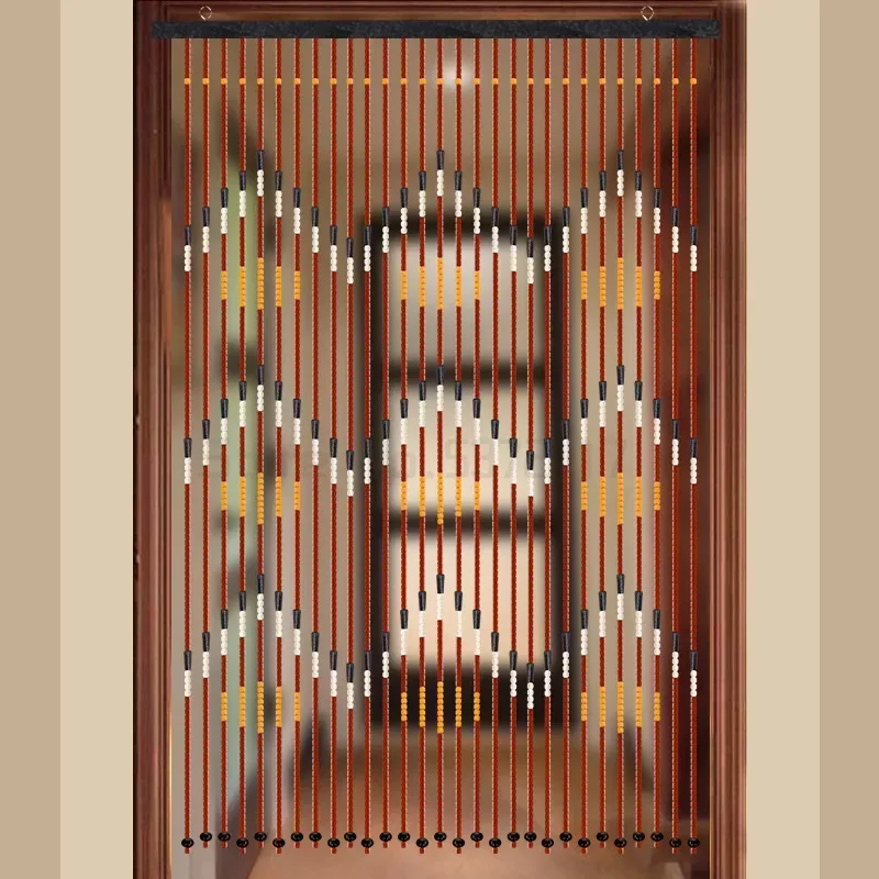 Handmade Wood Bead Curtain Retro Wave String Door Wooden Blinds Fly Screen for Porch or Bedroom Divider Artistic Home Decor