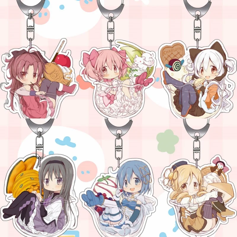 

5Cm Acrylic Keychain Cute Pendant for Puella Magi Madoka Magica Akemi Homura Kaname Madoka Q Version Anime Backpack Pendant Gift