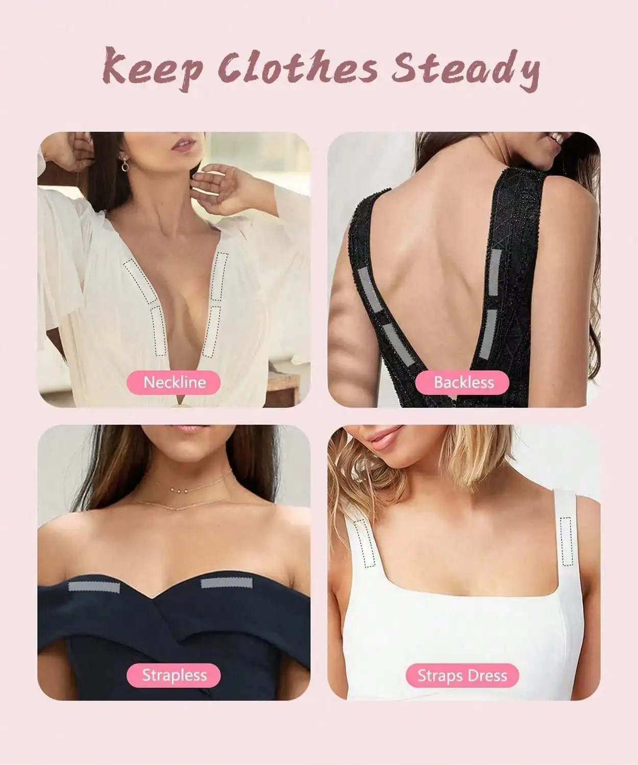 36pc Anti-Peek Breast Tape, Women's Fashion Sticky Tape, Anti-Slip Clothing Tape, Dress Strap Grips, Double-Sided Wardrobe Tape, Back-To-School Essentials, And Party Outfit Rescue Kits – All Designed To Prevent Wardrobe Malfunctions