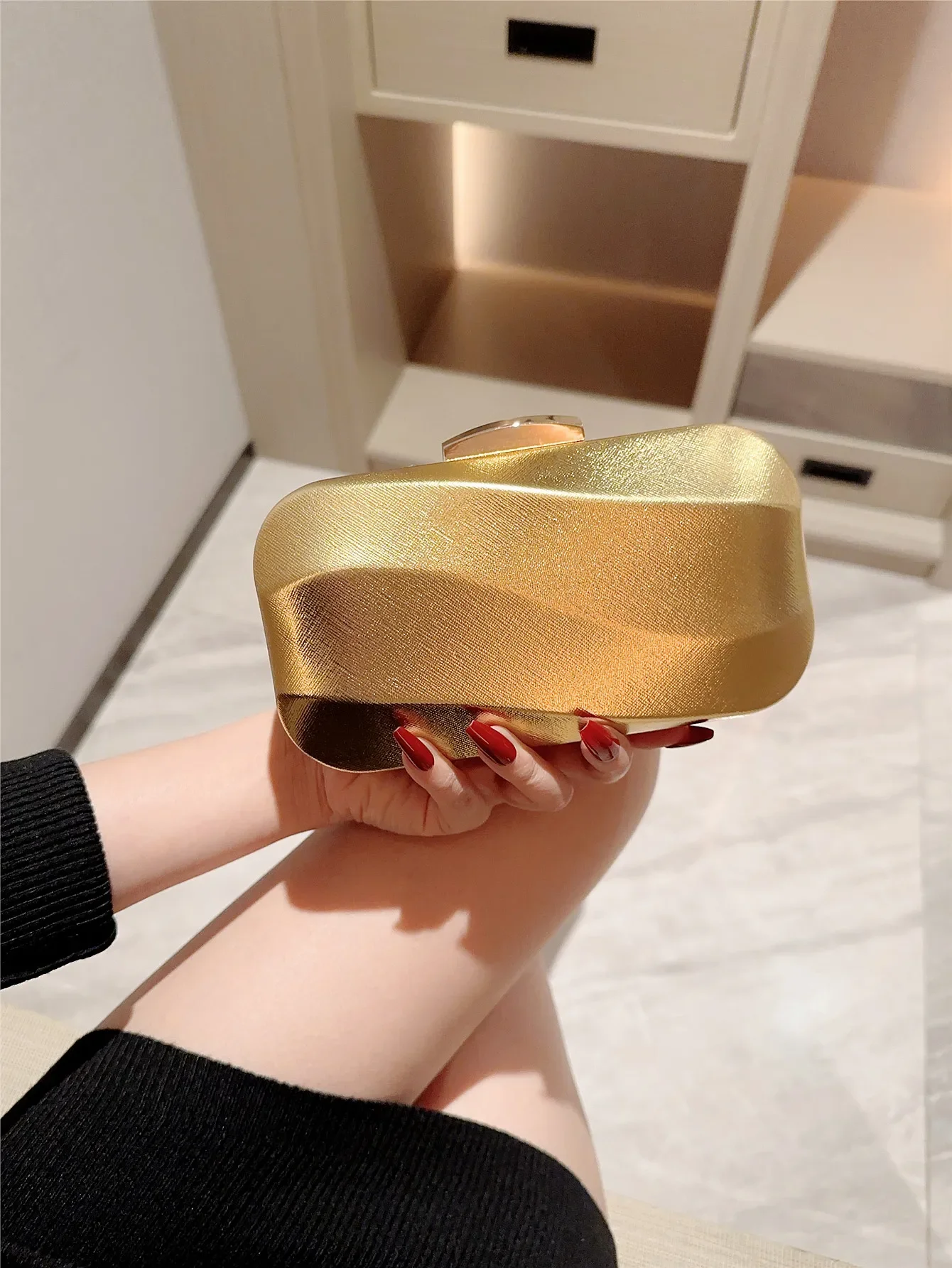 

High-End Textured Square Box-Shaped Evening Bag Clutch Bag Chain Bag Banquet Bag Cheongsam Bag Evening Dress Bag Wedding Bag