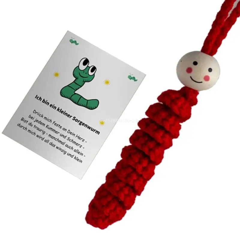 Mental Wellness Crochet Worm Toy Card for Anxiety Release and Mindful Comfort Dropship