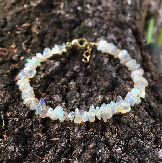 Opal Chip Bracelet / Ethiopian Opal Bracelet / Rainbow Opal / White Opal / Rough Opal / Raw Opal / Natural Opal