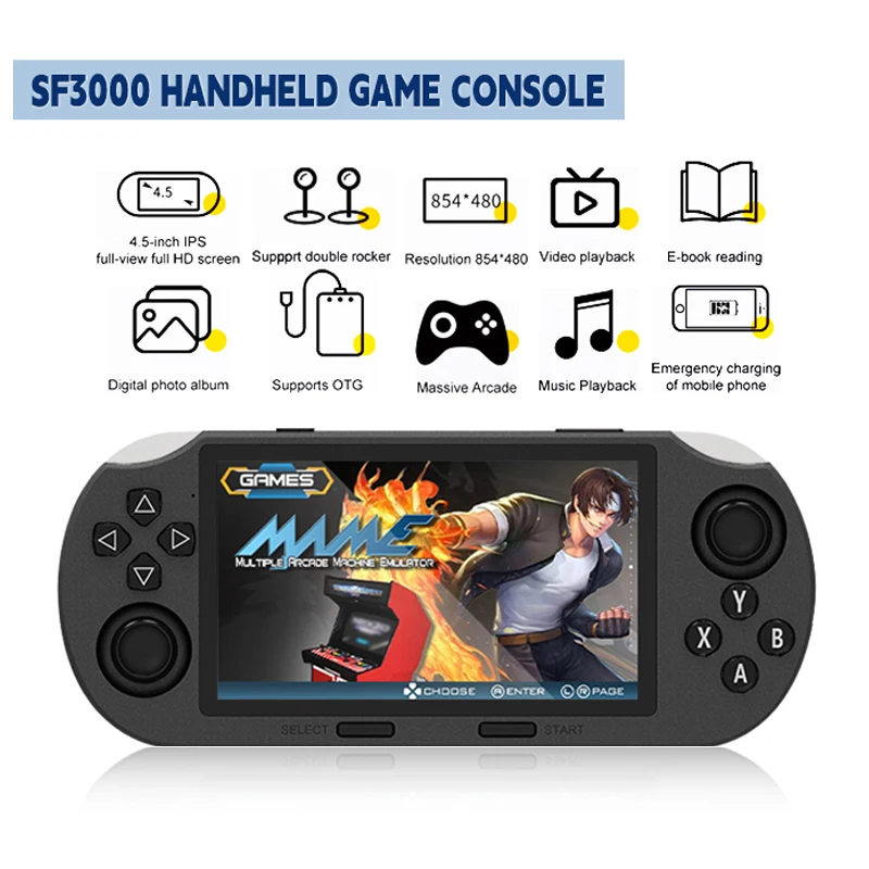 

New SF3000 Retro Handheld Game Console 4.5 inch IPS Screen Games Machine Kids Wireless Mini Portable Game Player For boy Gift