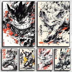 Peinture à l'encre Pokemon pour enfants, figurines d'anime, peinture sur toile, affiches et impressions, art mural, photo pour salon, cadeau