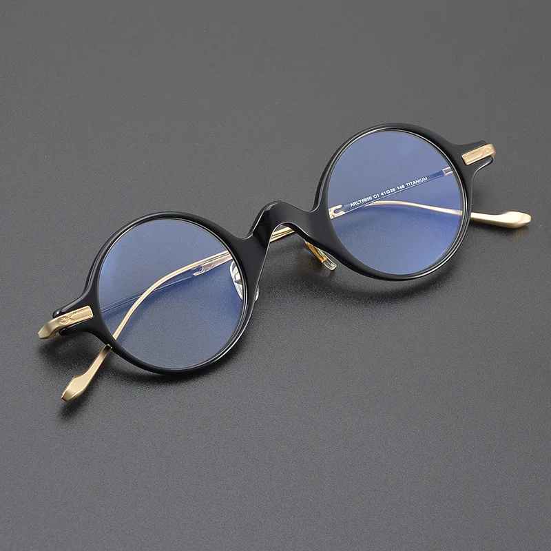 

Маленькая дизайнерская оправа, круглая оправа для чтения из ацетата и титана, мужская и женская оправа для очков по рецепту, оптическая близорукость, пресбиопия