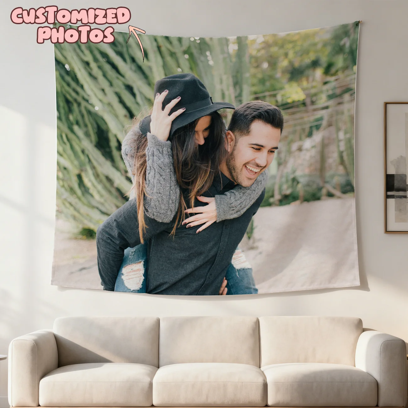 Custom Couple Photo Tapestry, Personalized Anniversary Gift for Bedroom, Living Room and Wedding Decor