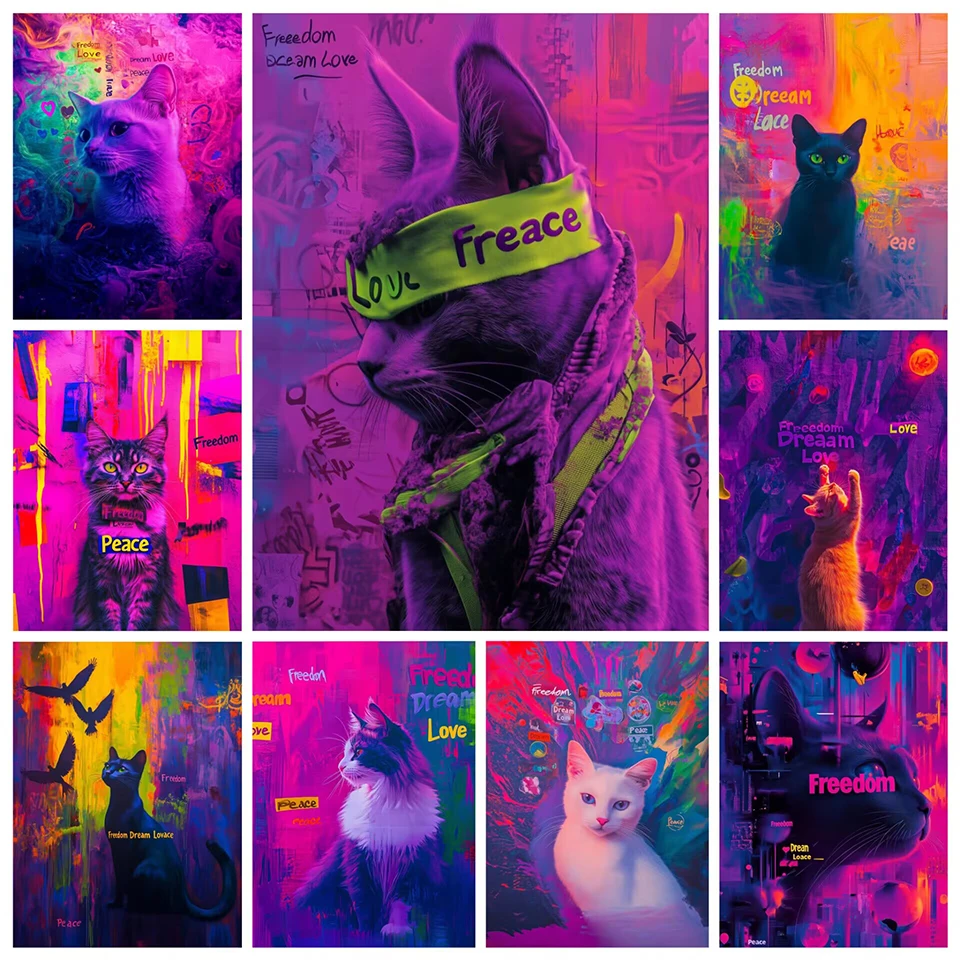 

Diamond Mosaic Color Cat Embroidery New Arrival 5D DIY Animal Picture Rhinestones Painting Cross Stitch Decor For Home