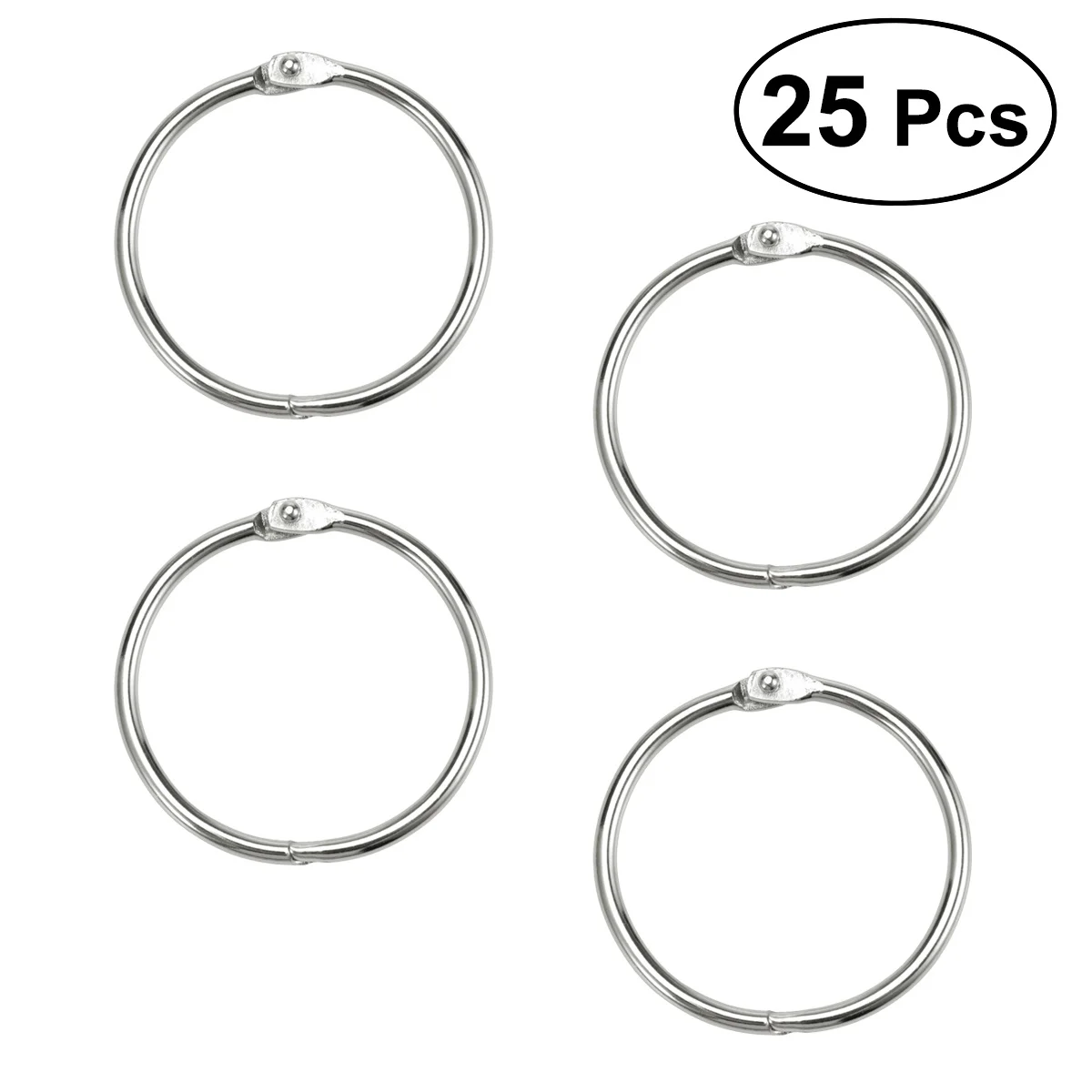 

25Pcs Loose Leaf Binder Rings Metal Silver Multipurpose Scrapbook Book Ring Keychain Clip Organizer Loose Leaf Binder