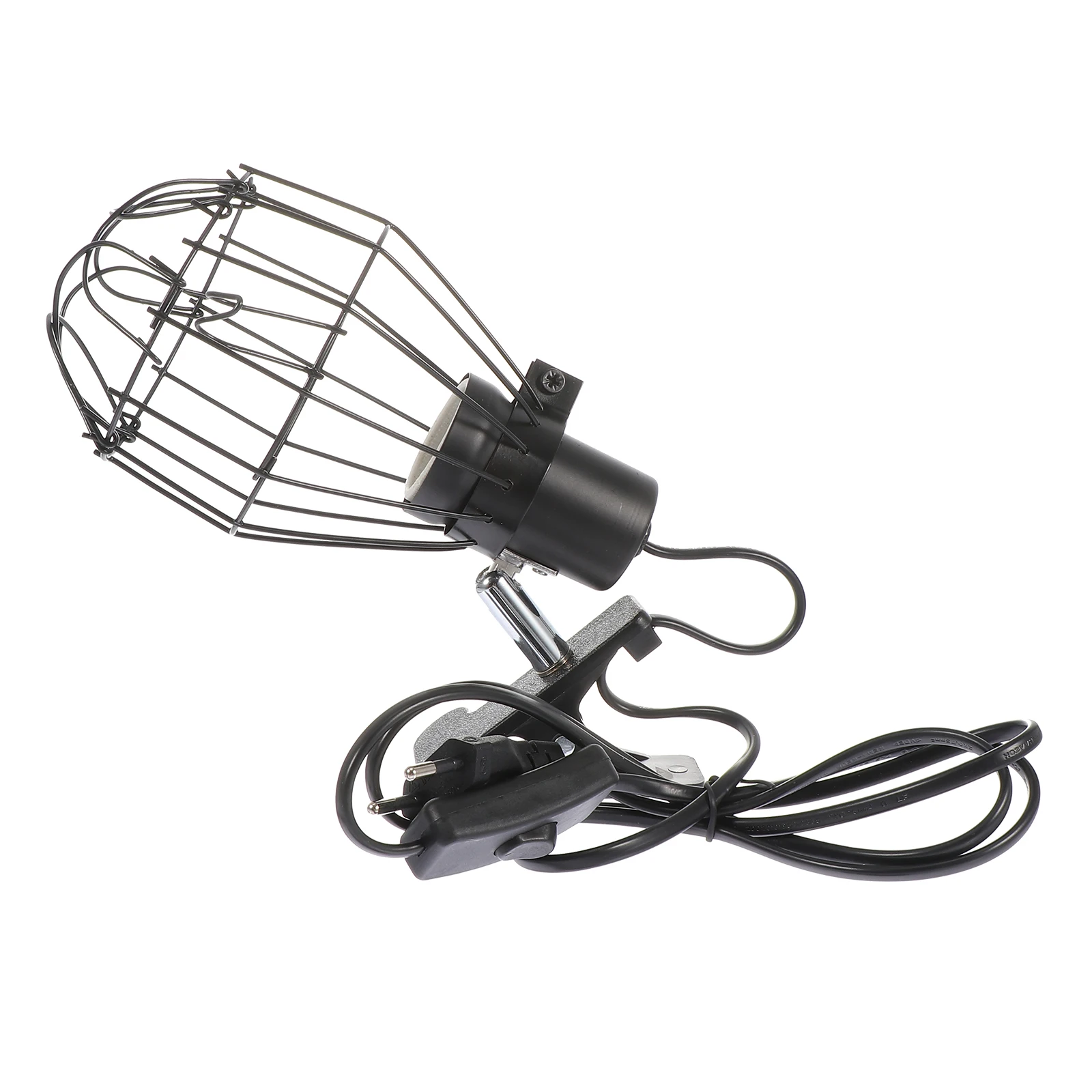 

1pc Reptile Cage Lampshade Heating Lamp Iron Cover Ceramic High Temperature Resistant Light Holder Easy Install 220V Eu Plug Pet