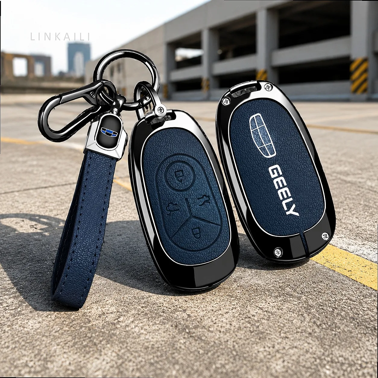 Geely Xingyuan metal key case - black, blue and brown options