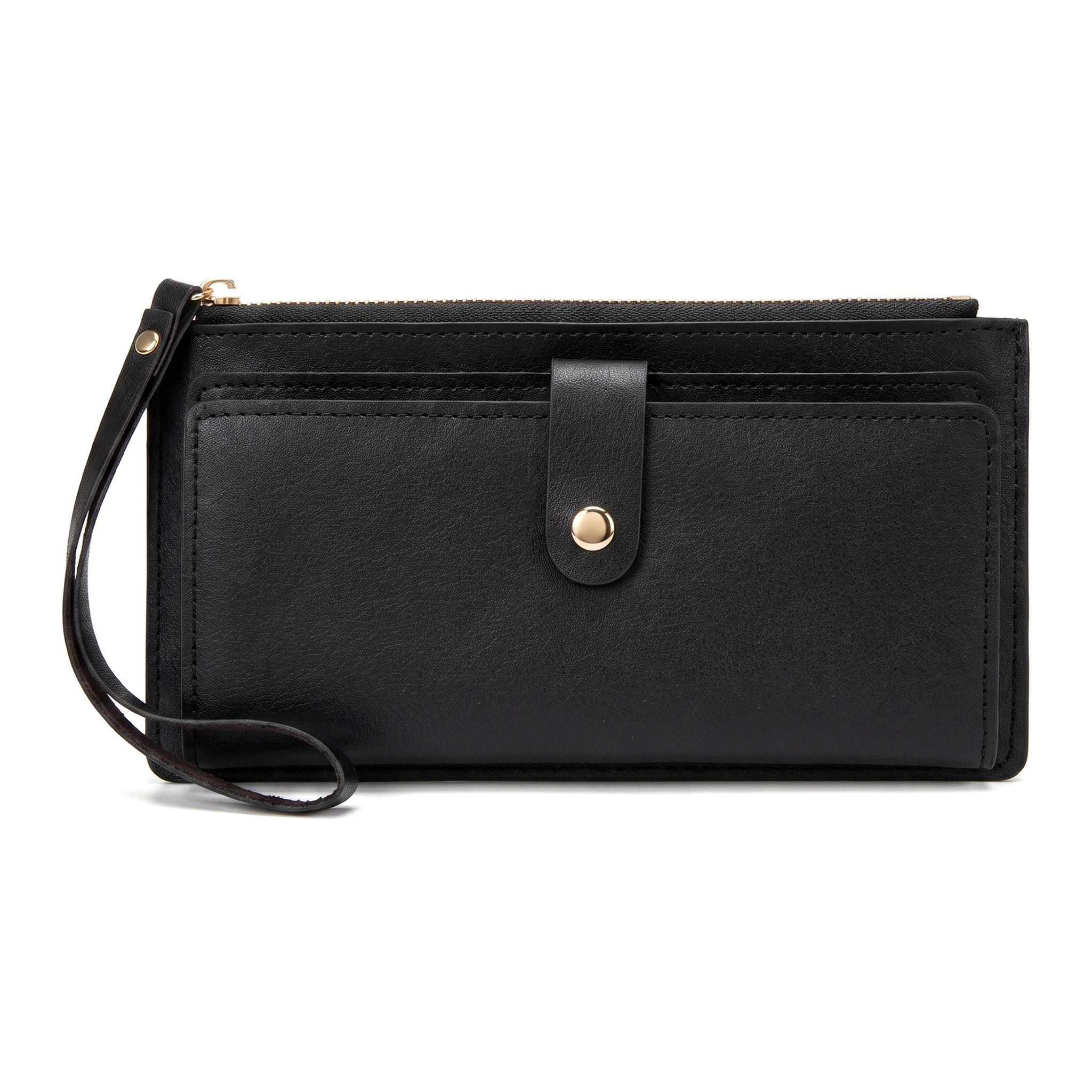 Ultra Thin PU Leather Coin Purse Women's Long Card Bag Multifunctional Wristlet Large Capacity Travel Credit Card Holder Wallet
