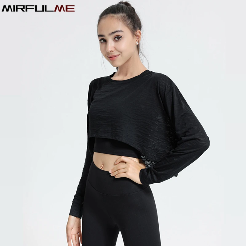 Women Thin Loose Yoga Shirts Long Sleeved Sport T-Shirt Quick Dry Running Sweatshirts Workout Smock Girls Gym Fitness Top Blouse