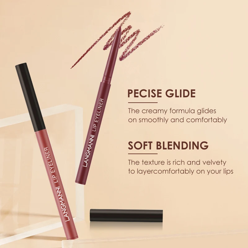 2pcs/set Lip Liner Pencil Nude Lip Gloss Combination Makeup Liquid Lipstick Waterproof Sexy Red Lip Contour Tint Kit Cosmetics