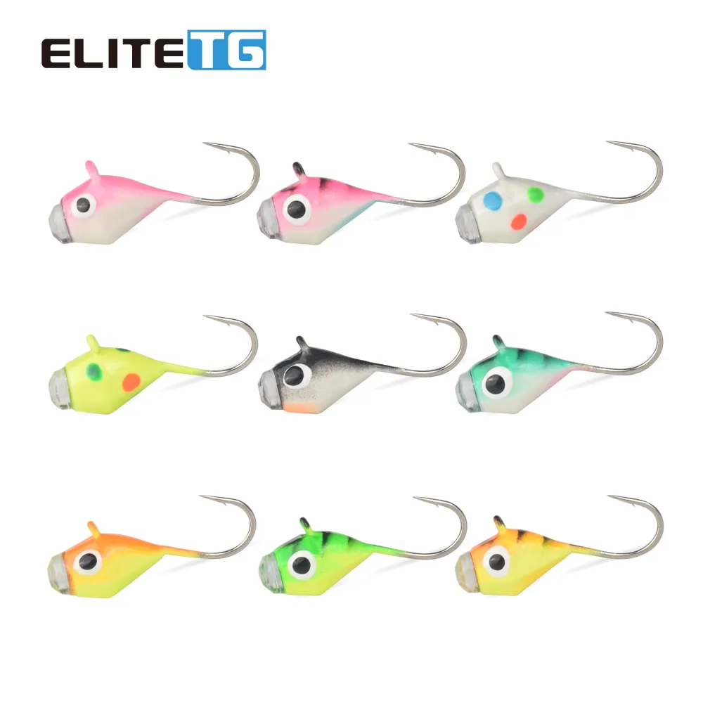 Elite TG 10pcs Tungsten Facted Fishing UV Ice Jigs 2.7mm~6.0mm Diamond Winter Perch Wrasse Bream Hayabusa Ice Hooks