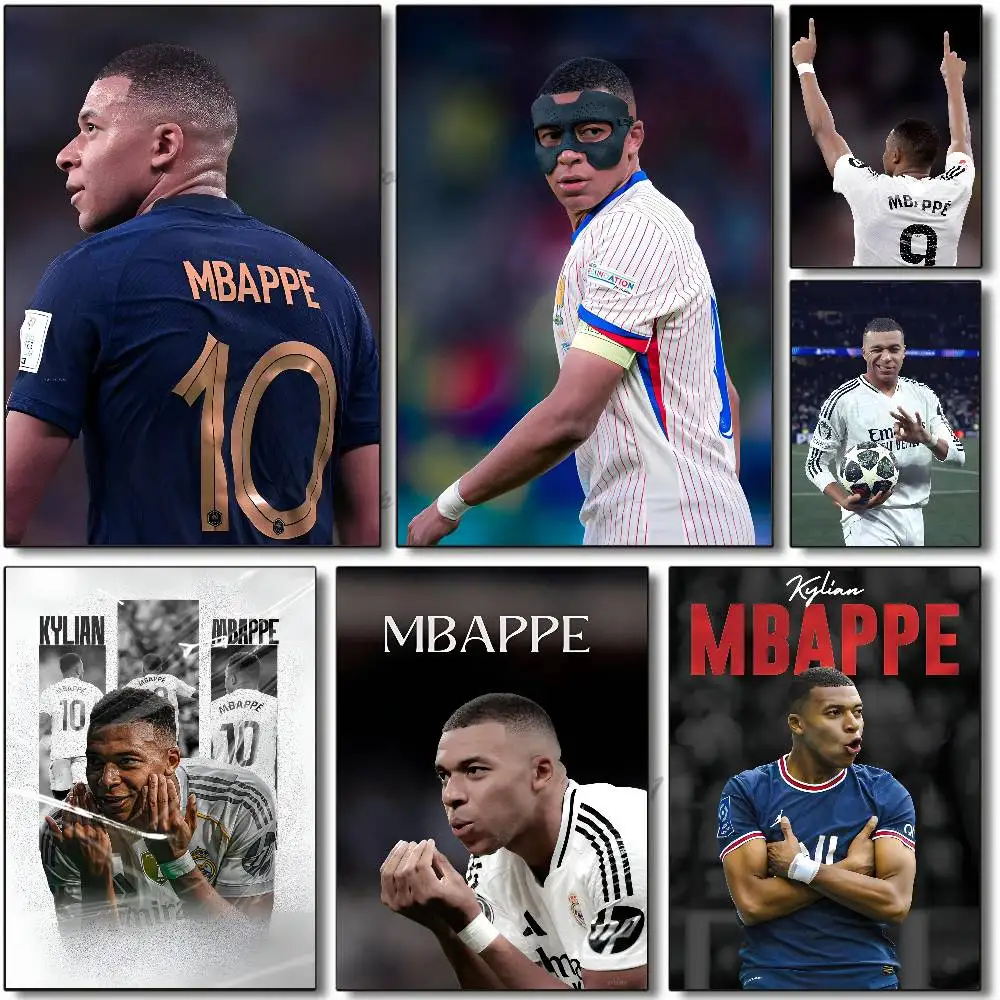 Football Player K-Kylian M-Mbappe Poster Self-adhesive Art Room Entrance Restaurant Wall Decor Art Painting