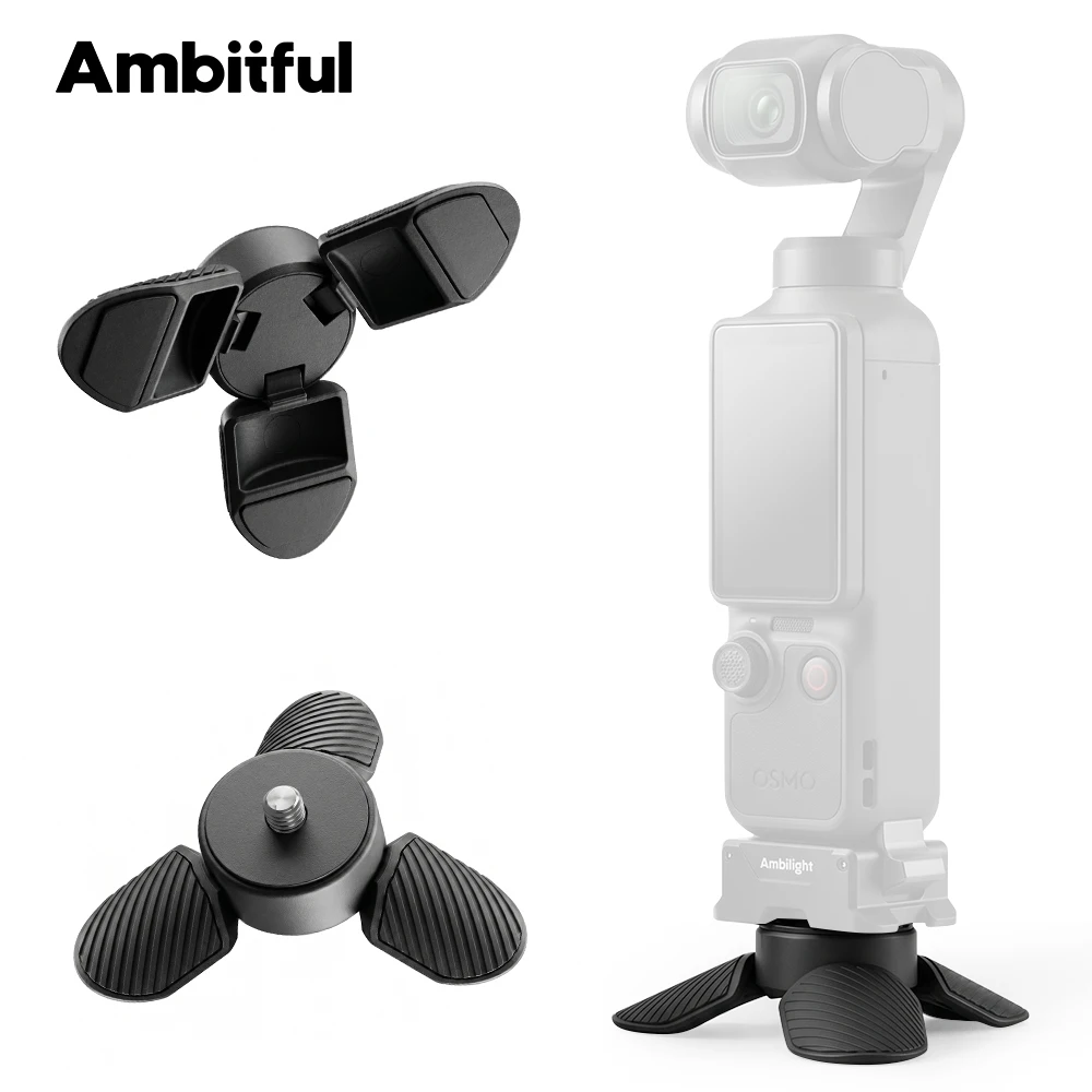 Mini trépied Ambiful à large compatibilité, stabilisateur portable pour caméra de poche 3/4/Action, compatible avec divers appareils