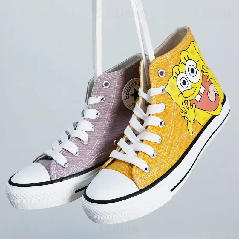 SpongeBob Patrick Star Canvas Sneakers Women Men Anime Skateboarding Shoes Fashion Boys Girls Hip Hop Platform High Top Shoes