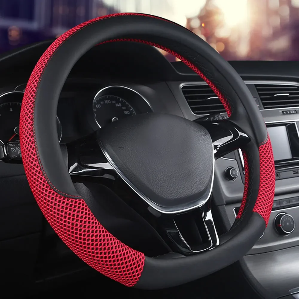 Car D Shape Steering Wheel Cover Universal Micro Fiber Leather Braid on The Steering-wheel Fashion Non-slip Auto Car Styling