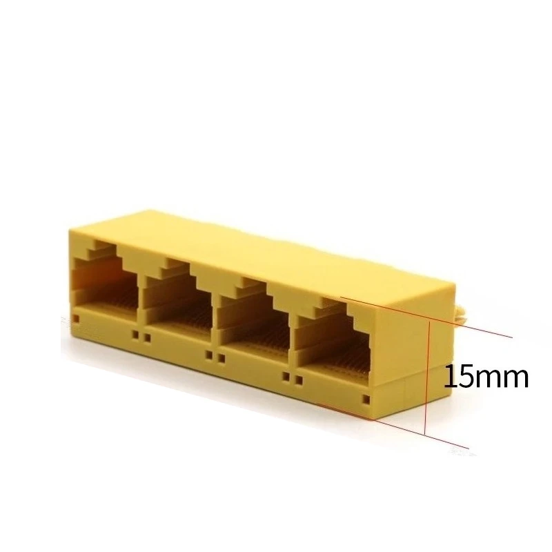 Сетевая розетка RJ45-8P8C 52, вертикальный 4-портовый желтый сетевой порт, гнездовое сиденье RJ45, цельнопластиковый разъем