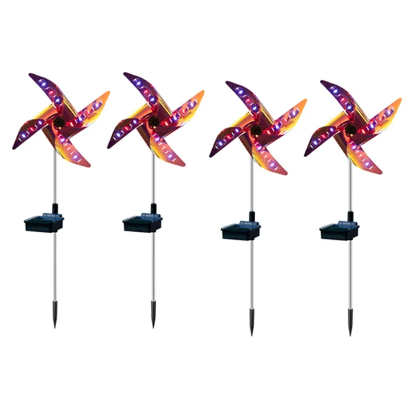 4Pcs Solar Powered Outdoor Windmill Lamp Holiday Lights 32LED Spot Light Garden Decor Windmill Waterproof Night Light