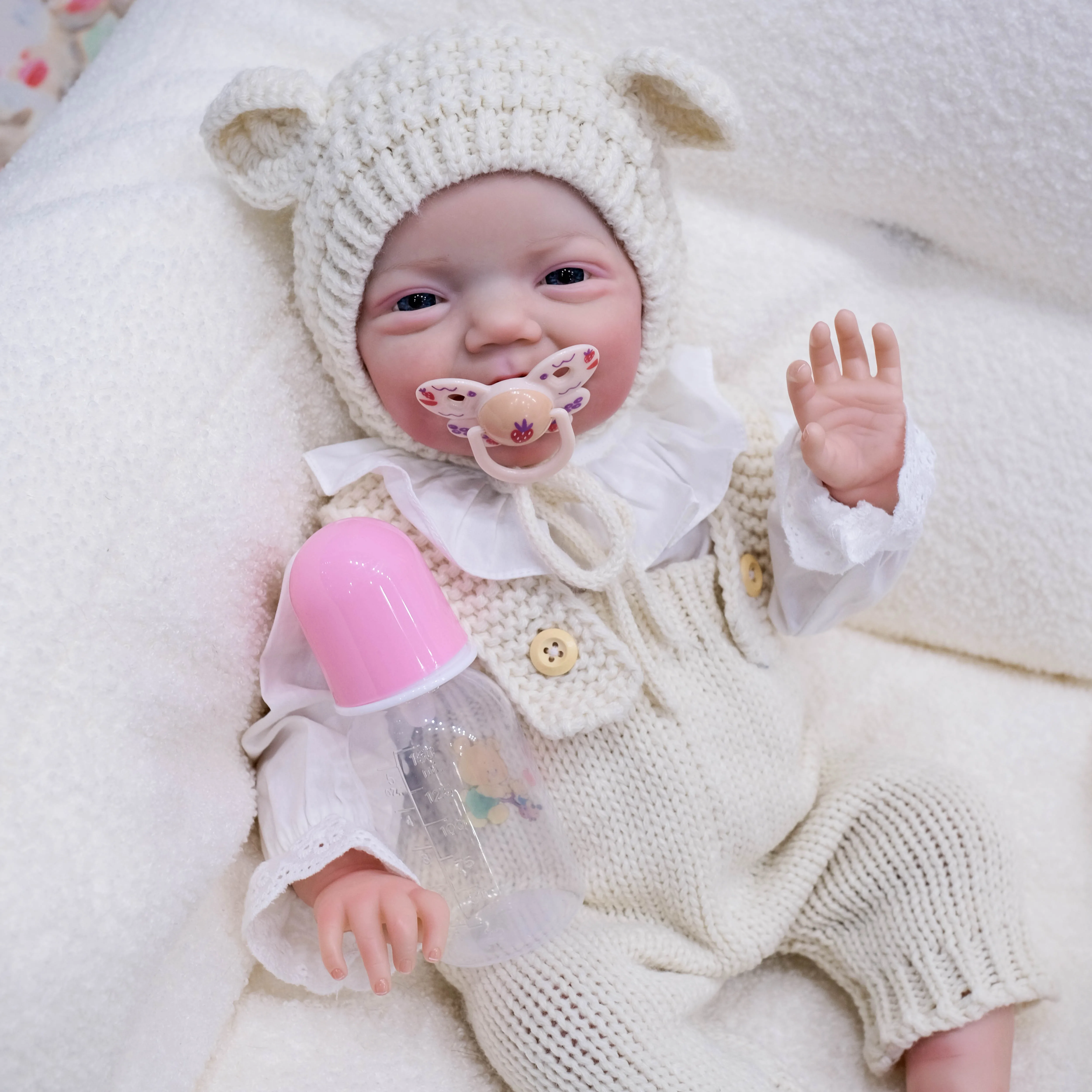 NPK 19'' Full Body Vinyl Silicone Charlie Newborn Girl Lifelike Reborn Baby Doll 3D Skin Waterproof Bath Toy