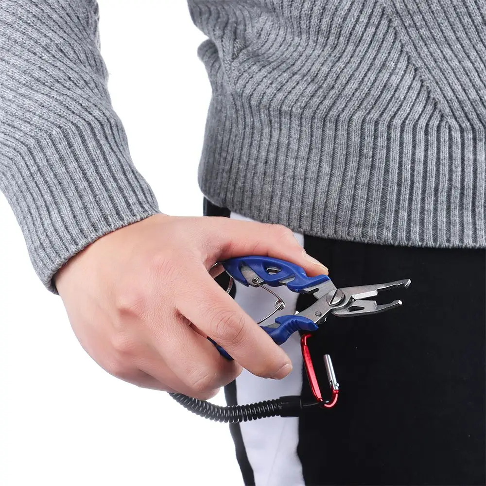 Outdoor with Lanyard Multi-function Bait Line Cutter Fishing Pliers Stainless Steel Scissor Hook Removers