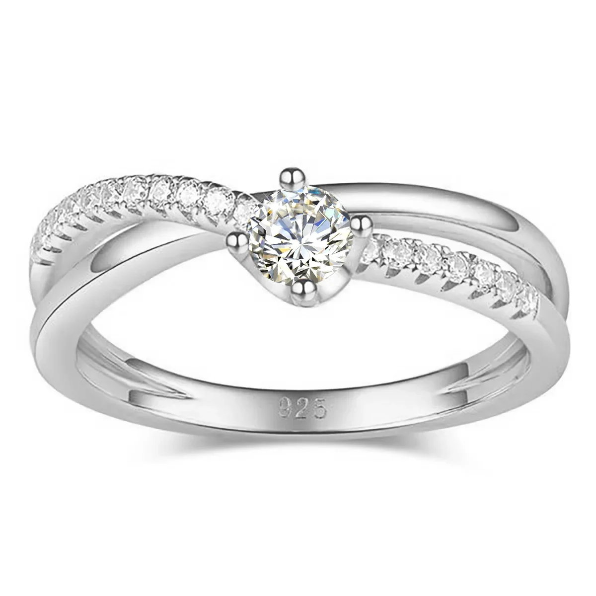 NONE Zertifizierte Moissanit-Ringe für Frauen, massives 925er-Sterlingsilber, Ewigkeitsband, Hochzeitsschmuck, Geschenk für Mädchen, bestanden den Diamanttest 5