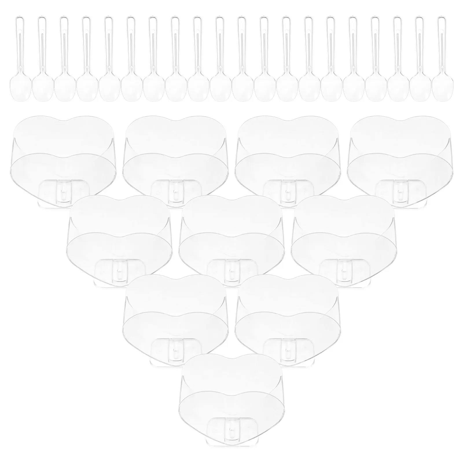 30Sets Disposable Mini Plastic Dessert Cups Heart Shape Spoon Included Parfait Cake Ice Cream Pudding Yogurt Party