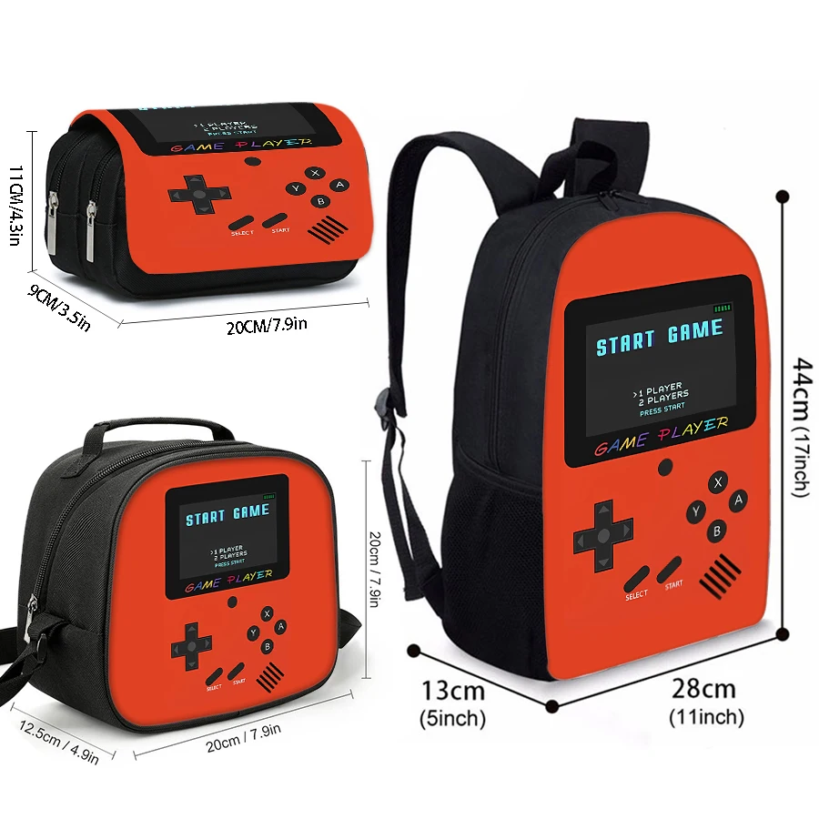 뜨거운 3 Pcs 세트 게임 콘솔 간단한 스타일 경량 소년/소녀 선물 3D 만화 대용량 십대 노트북 배낭 여성 남성