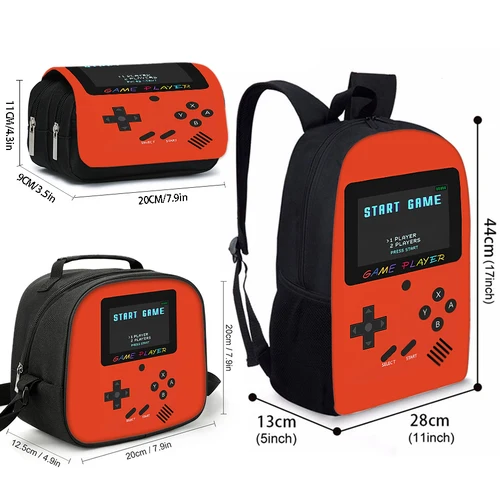 Imagen 2 del producto Juego de 3 Piezas de Mochilas Escolares de Gran Capacidad con Diseño de Dibujos Animados en 2D, Estilo Simple y Ligero, Regalo para Niños y Niñas, Adolescentes, Mujeres y Hombres