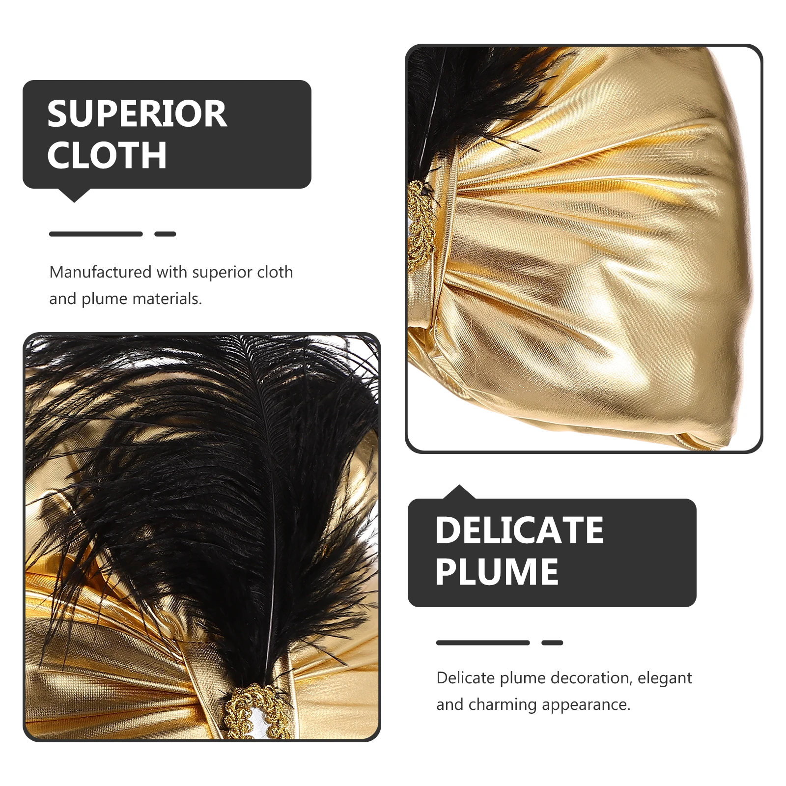 

Elegant Golden Arabian Style Hat with Delicate Masquerade Party Costume for Cosplay Halloween Turban Event