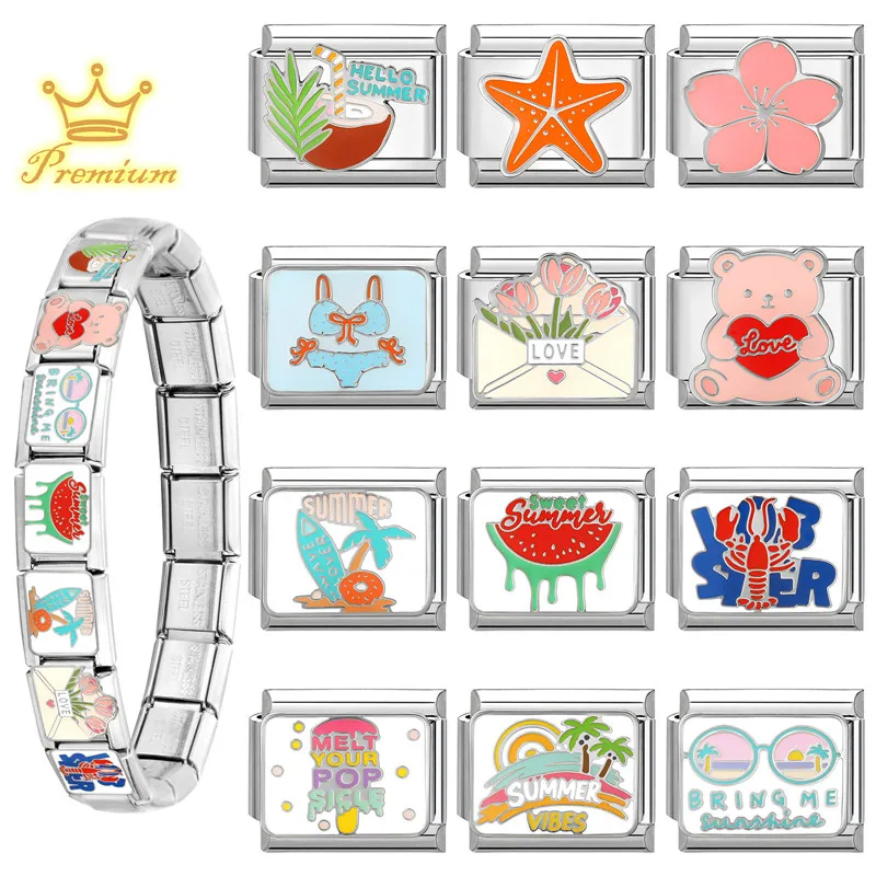 Süße rosa Liebe Herz süße Katzen blaue Augen Charms Links Perlen passen 9mm Edelstahl italienische Charm Armband DIY machen Geschenke – Detail 4