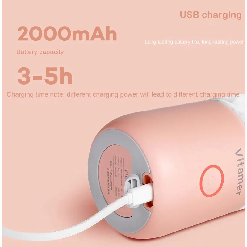Espremedor de frutas elétrico usb 350ml recarregável sem fio smoothie liquidificador máquina mini misturador frutas copo suco misturador cozinha