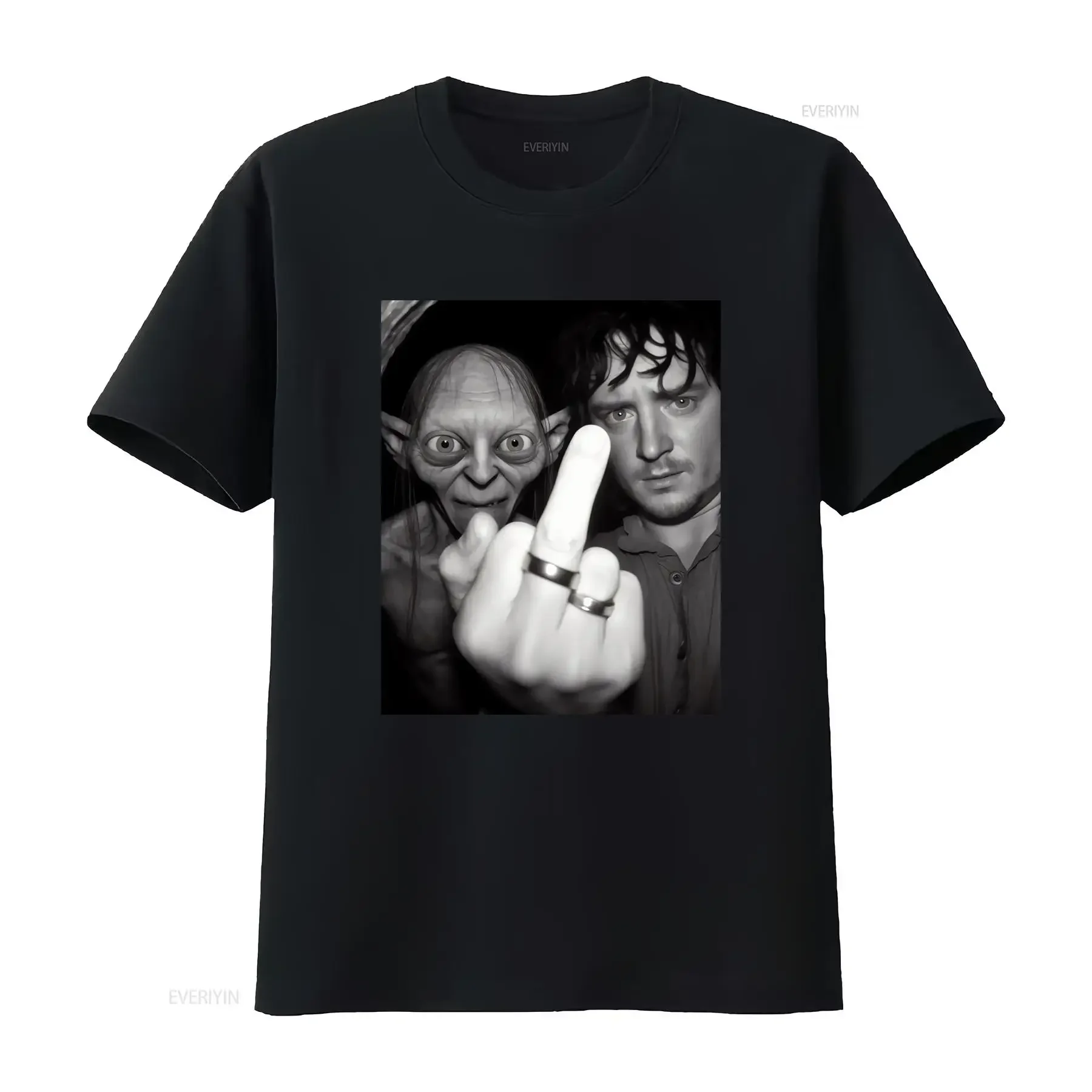 Gollum and Frodo Vintage LOTR T Shirt Middle Earth Fan Funny  vintage Washed Stretched Soft Top For Everyday Wear Stylish homme