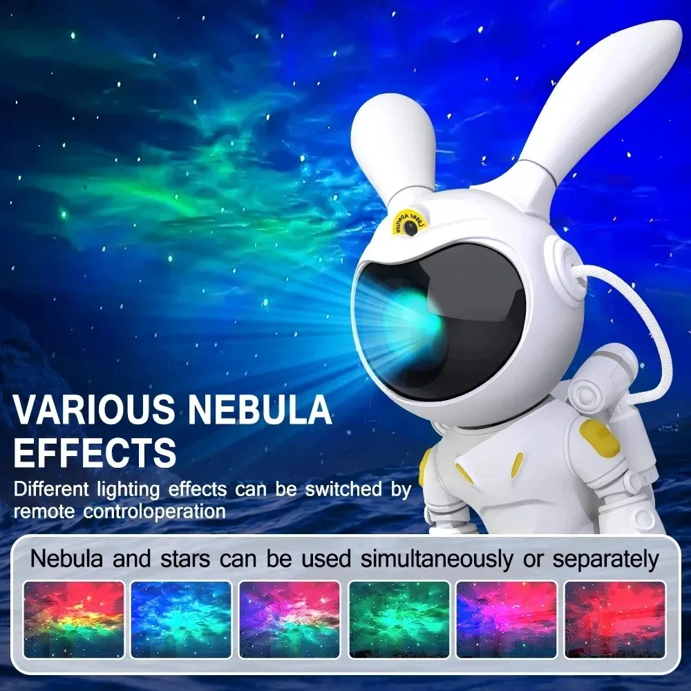 Intelligent Starlight Galaxy Projector Rotating Nebula Stars Projector Decor with Starry Sky Projection in Bedroom Cute Rabbit