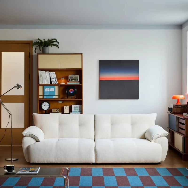 

French retro small apartment Muyun sofa antique living room fabric