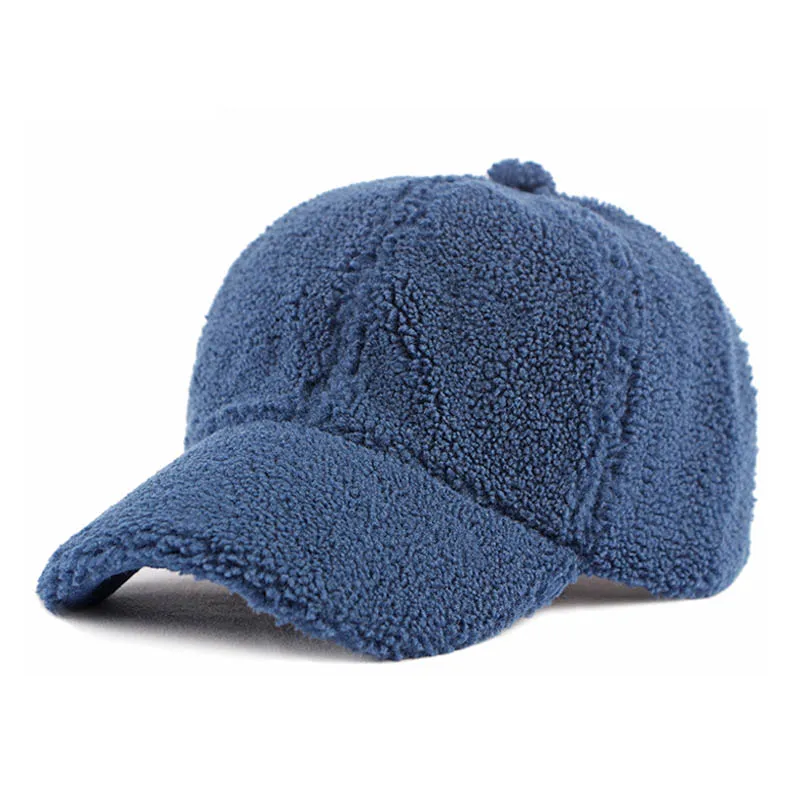 Autumn Winter Baseball Cap Women Artificial Lamb Wool Hats Keep Warm Cap Plush Baseball Caps Spring Baseball Cap Solid Sunshade