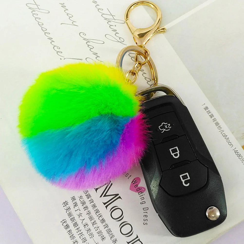 

3 Pcs Keychain Ball Bag Decoration Accessory Ring Holder Colorful Hanging Pendant