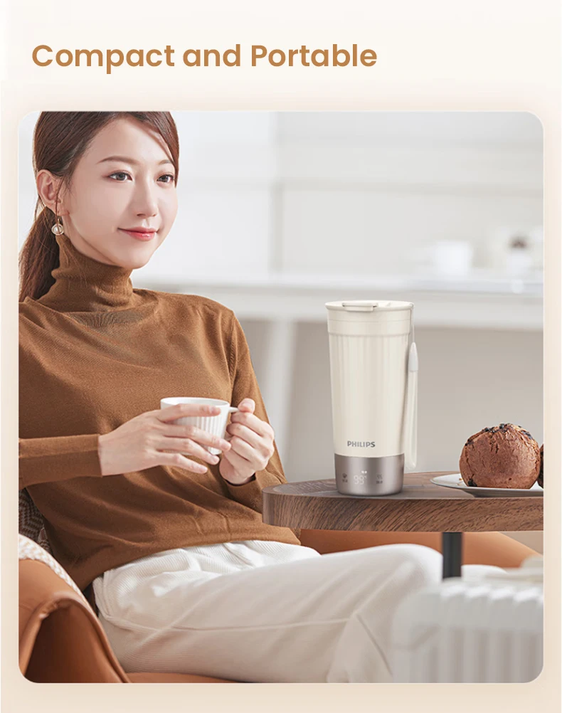 Philips Electric Kettle Bottle 400ml Electric Heating Cup NTC Temperature Control 110V-240V Thermos Cup