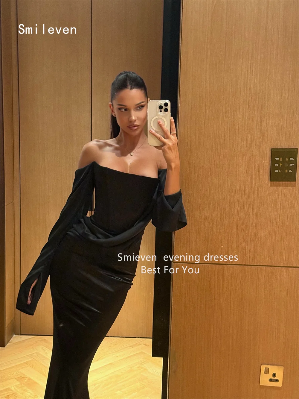 สมายล์เวน ลักชัวรี บอดี้คอนชุดราตรีนางเงือกเซ็กซี่ชุดปาร์ตี้ปิดไหล่ชุดโอกาสที่เป็นทางการที่ปรับแต่งได้ 2026