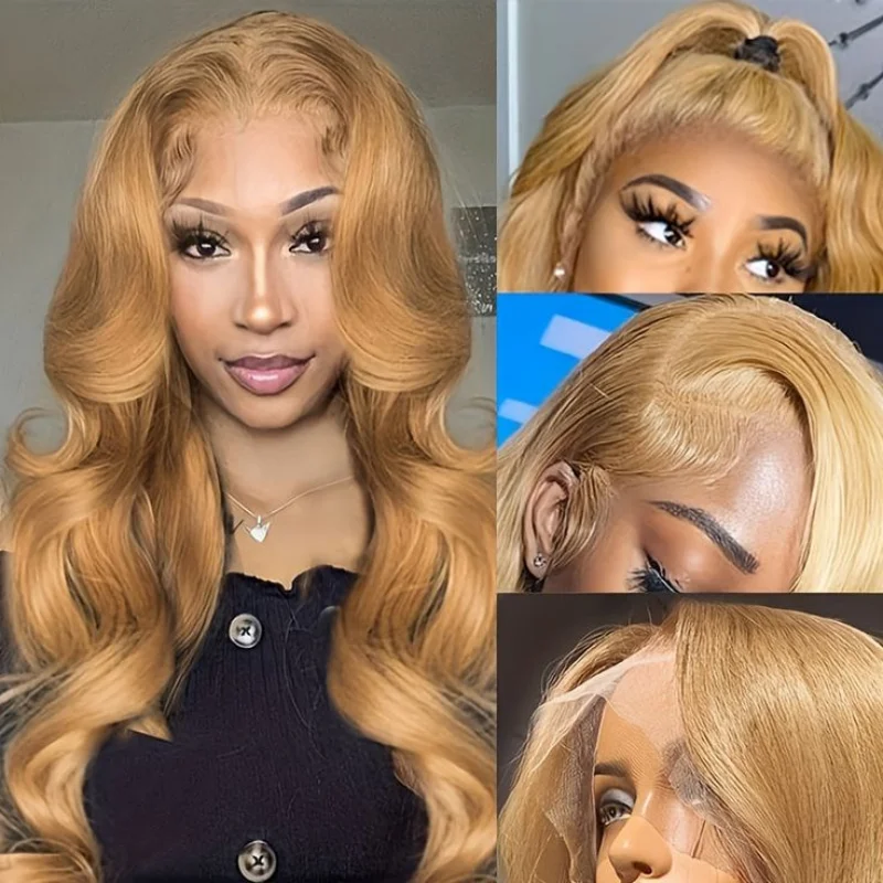 Ombre Blonde Wavy Wig 13x4 Lace Front Wig Pre Plucked with Baby Hair Light Blonde Wigs for Women Glueless 180% Density 30inch