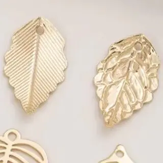 

14K Gold-Plated Leaf Pendant Copper-Plated Real Gold Leaf for DIY Handmade Bracelet Earrings Jewelry Making