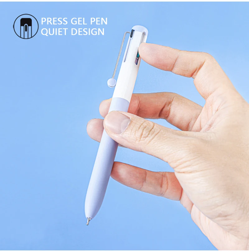 Kreativer 4-in-1-Mehrfarben-Gelstift, 0,5 mm feine Spitze, schnell trocknend, glattes Schreiben, farbige Stifte für Notizen und Lernpapier – Detail 4