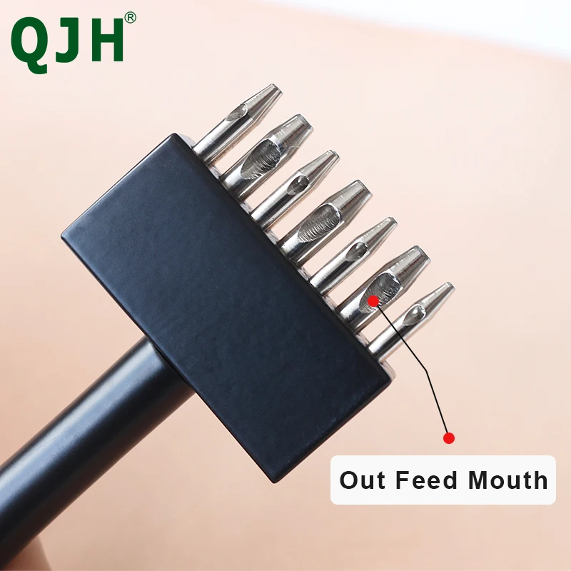 QJH Flower Punch Cylindrical Punch Hollow Leather Hole Punch Eyelet Round Hole Shoe Eye Punching Row Punch Leather Craft DIY