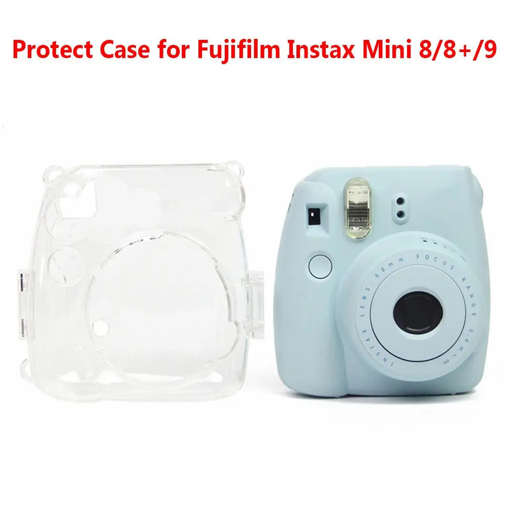 Cristal arco-íris cordão anti-risco câmera capa de armazenamento caso escudo protetor transparente para fujifilm instax mini 8/8 +/9